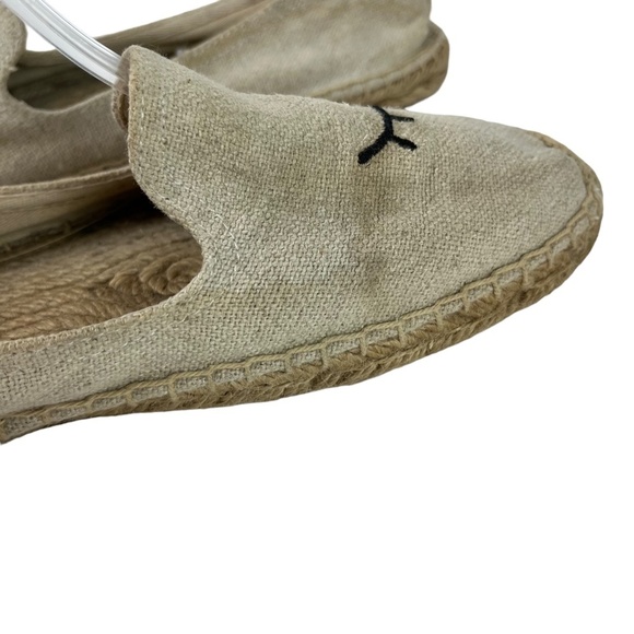 SOLUDOS Espadrille Canvas Beige Wink Winking Eye Flats Slip On Loafers Shoes 8.5 - Picture 5 of 16